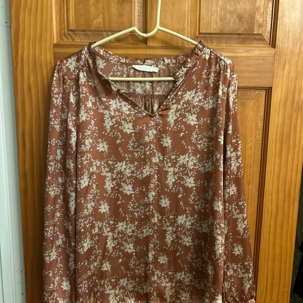 Lush Brown and Cream Floral Blouse